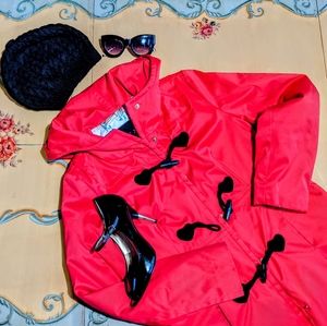 Toggled Red Rain Coat by BETSY JOHNSON Size: S